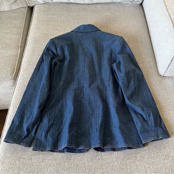 Pamela McCoy Blue Floral Embroidered Button Front Blazer Jacket Women's Size S - Picture 8 of 8